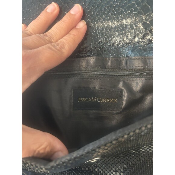 Vintage Gunne Sax Jessica McClintock Black Clutch Purse Evening Bag Gold Chain - Picture 2 of 6